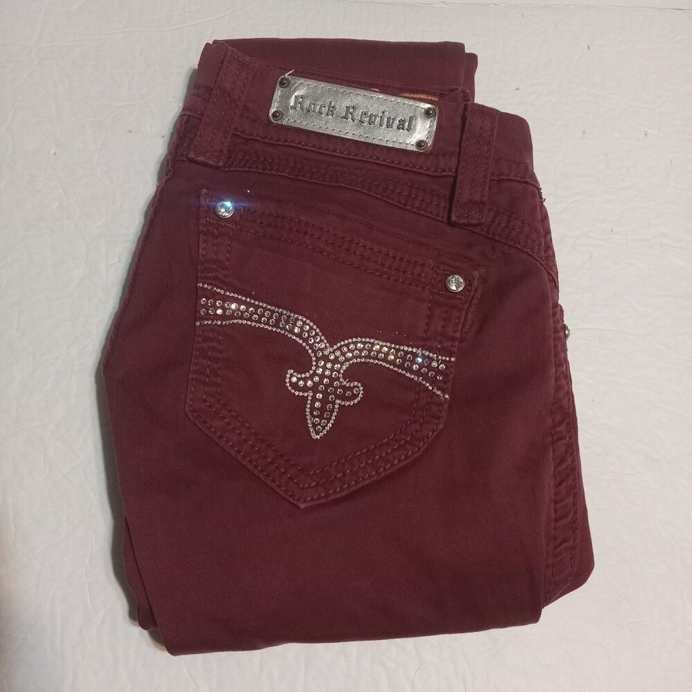 Rock Revival Women's Liz Embellished Skinny Jeans 28 E841152R Merlot